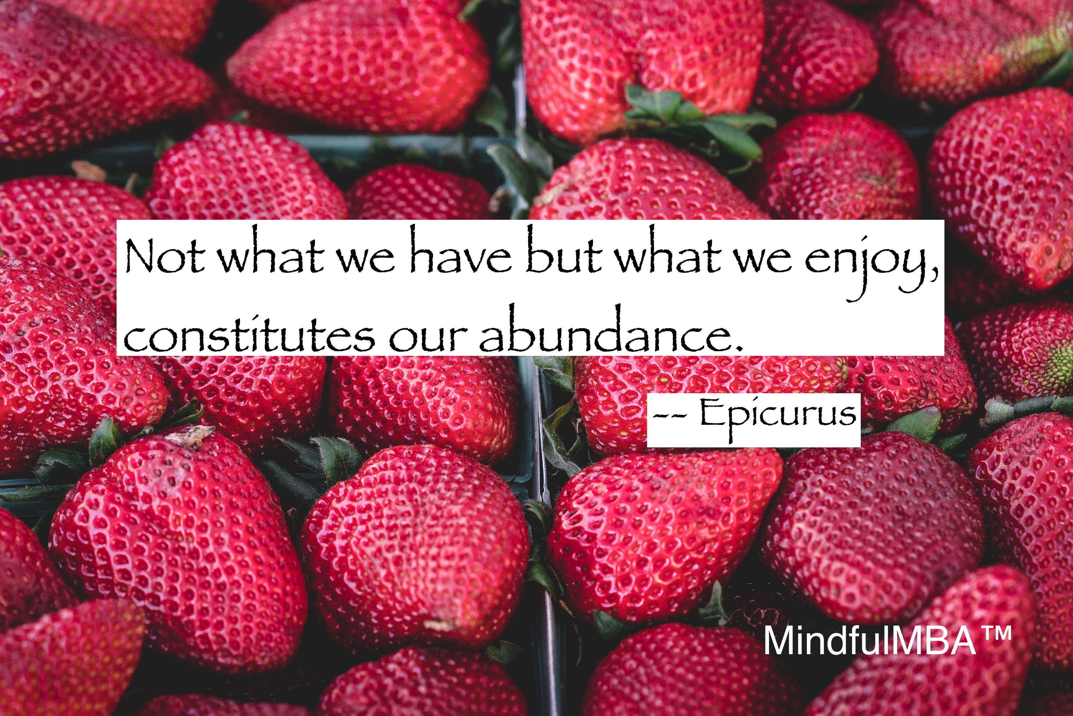 Epicurus abundance quote w tag