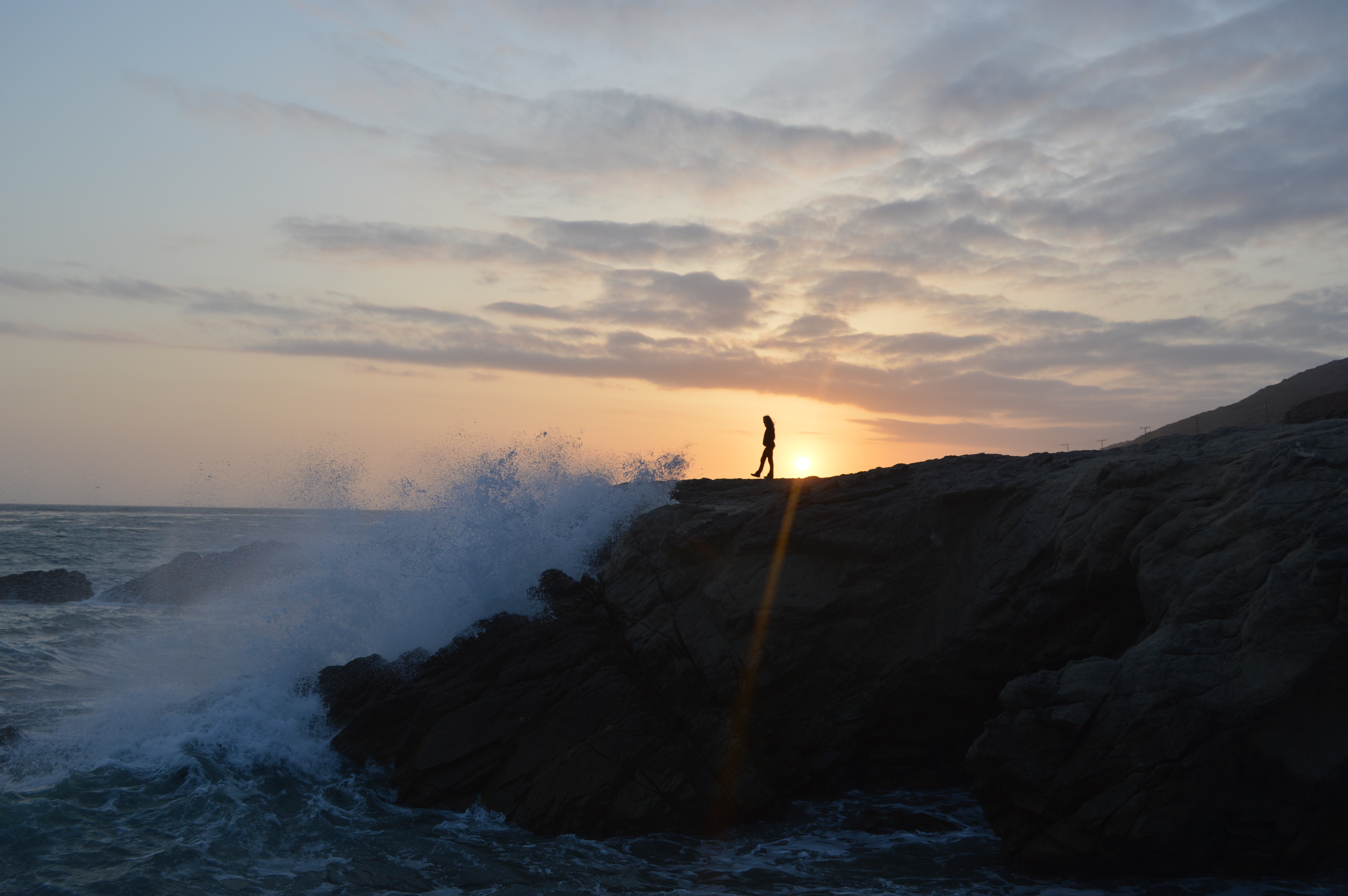 Cliff waves sunset_cam adams_stocksnap